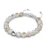 Ivoire | Argent | Bracelet macramé verre luciole